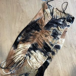 Tie-dye nude black scrunchy straps dress size Small